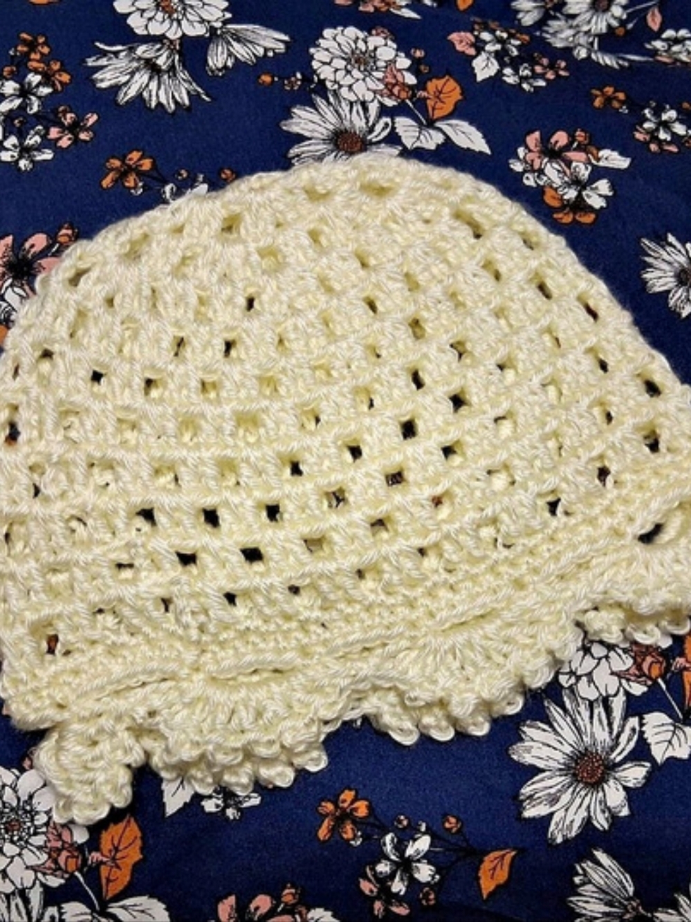 Crochet Hat in Buttercream Osfm
